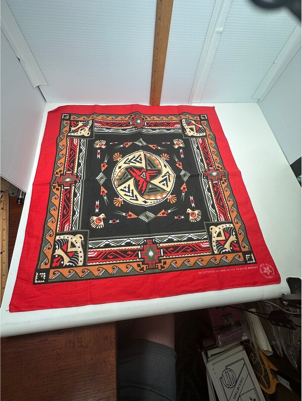 Vintage Southwest WAMCRAFT Bandana Native American - Handkerchief - Made USA